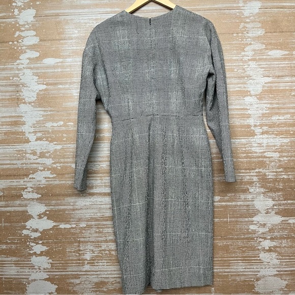 MM Lafleur Rosa Dress Stretch Check Print Merino Wool Career Preppy Womens 4 - Picture 4 of 5